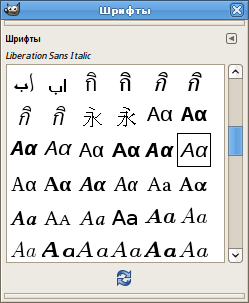 Диалог выбора шрифта