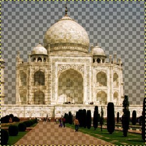 Изображение до и после применения фильтра Цвет в альфа-канал (из синего в прозрачность)