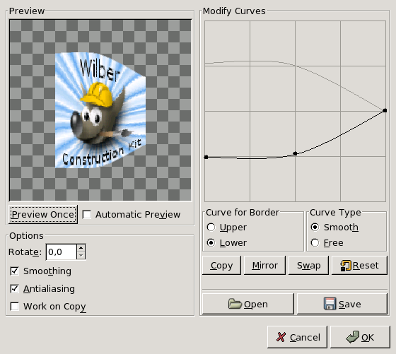 Параметры фильтра Искривить