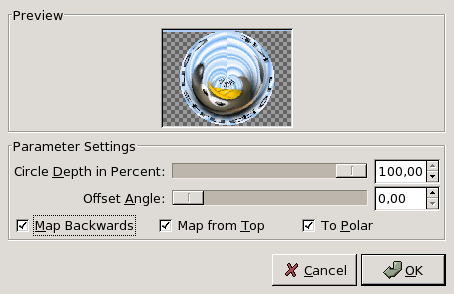 Параметры фильтра Полярные координаты