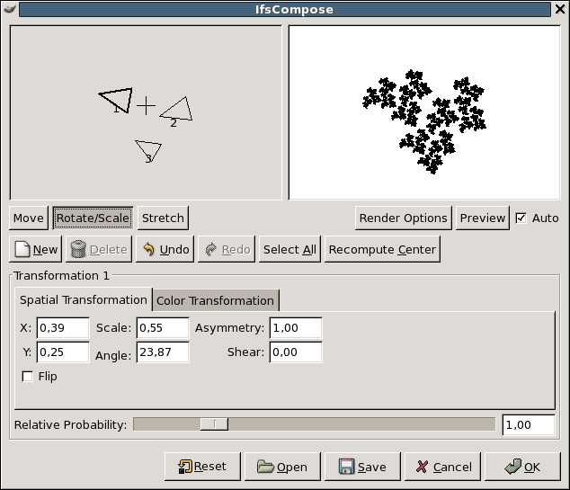 Параметры фильтра IFS Фрактал
