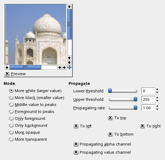 Параметры фильтра Распространение значений