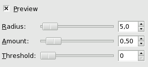 Параметры фильтра Нерезкая маска