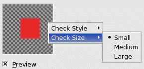 Вложенное меню области предпросмотра