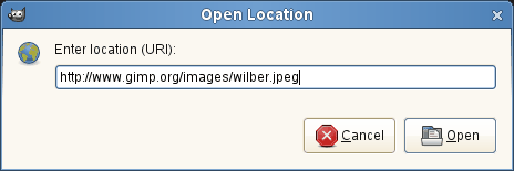 The Open Location dialog window