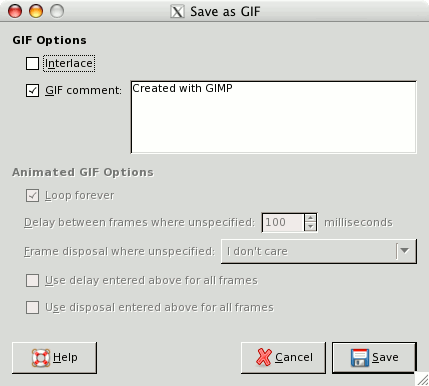 The GIF Save dialog