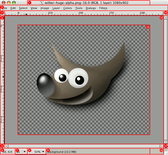 A screenshot of the image window illustrating the important components.